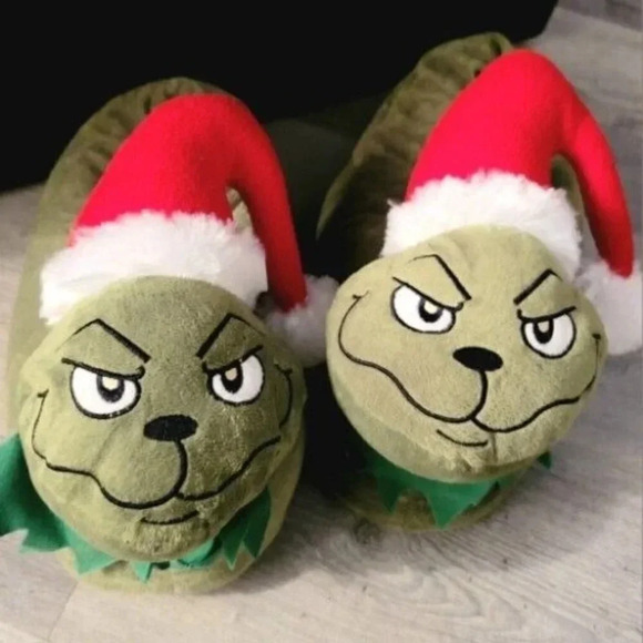 How The Grinch Stole Christmas Grinch Slippers 10/11 - Picture 1 of 6
